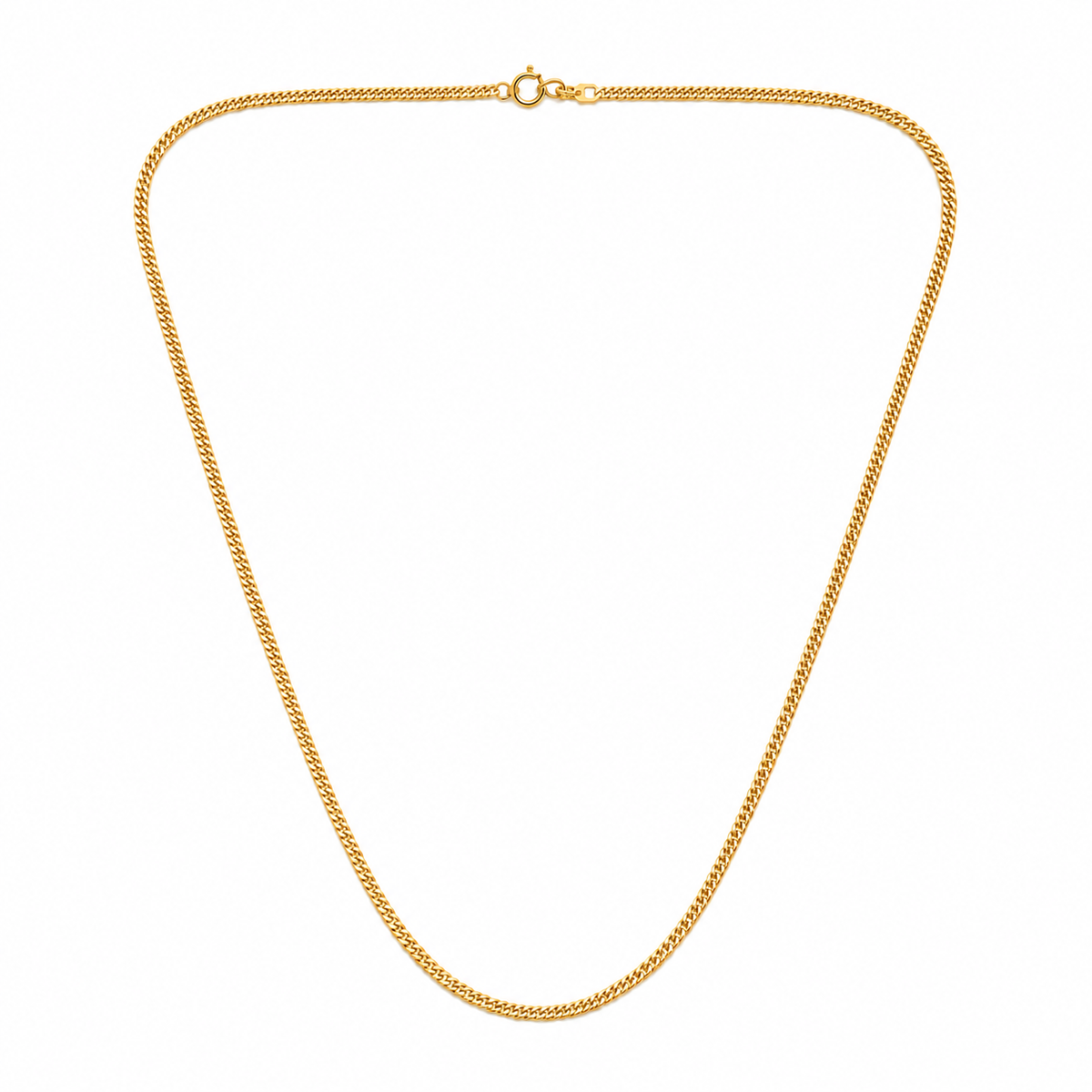 18K Yellow Gold Flat Curb Chain Necklace