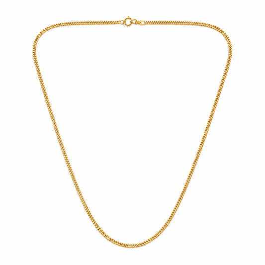 18K Yellow Gold Flat Curb Chain Necklace