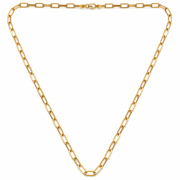 18K Yellow Gold Paperclip Chain Necklace