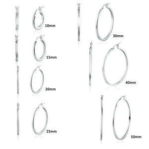 Silver 925 Rhodium Plated Electroforming Rounded 5mm Hoop Earrings