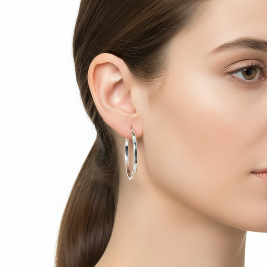 925 Sterling Silver Silver 2mm Hoop Earring