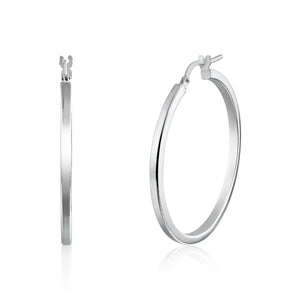 925 Sterling Silver Silver 2mm Hoop Earring