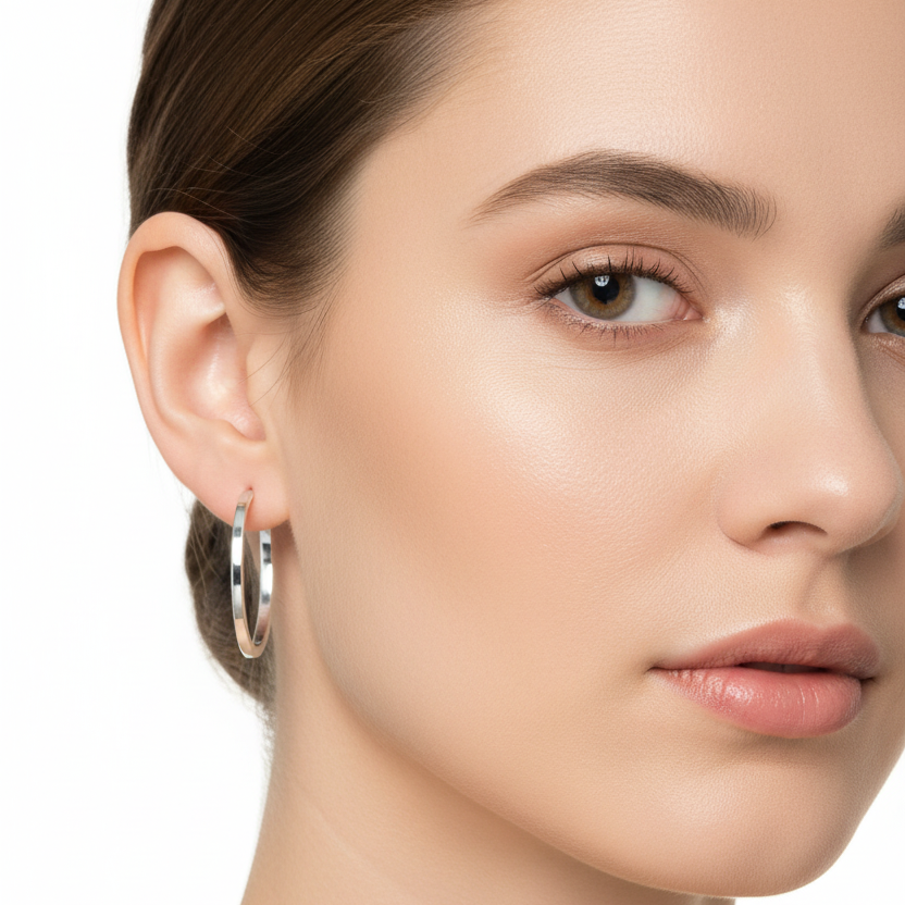 925 Sterling Silver Silver 2mm Hoop Earring