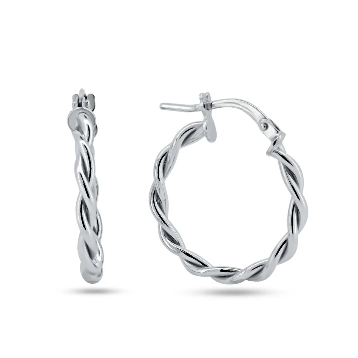 925 Sterling Silver Silver Twisted Hoop Earrings