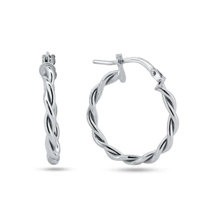 925 Sterling Silver Silver Twisted Hoop Earrings