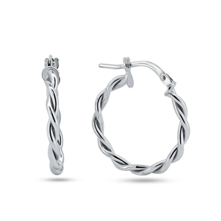 925 Sterling Silver Silver Twisted Hoop Earrings