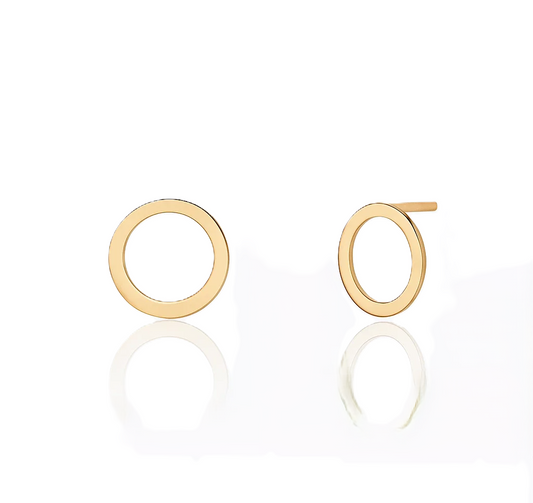 18K Yellow Gold Circle Stud Earrings 10mm 1.08gr