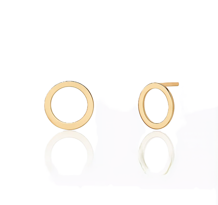 18K Yellow Gold Open Circle Stud Earrings