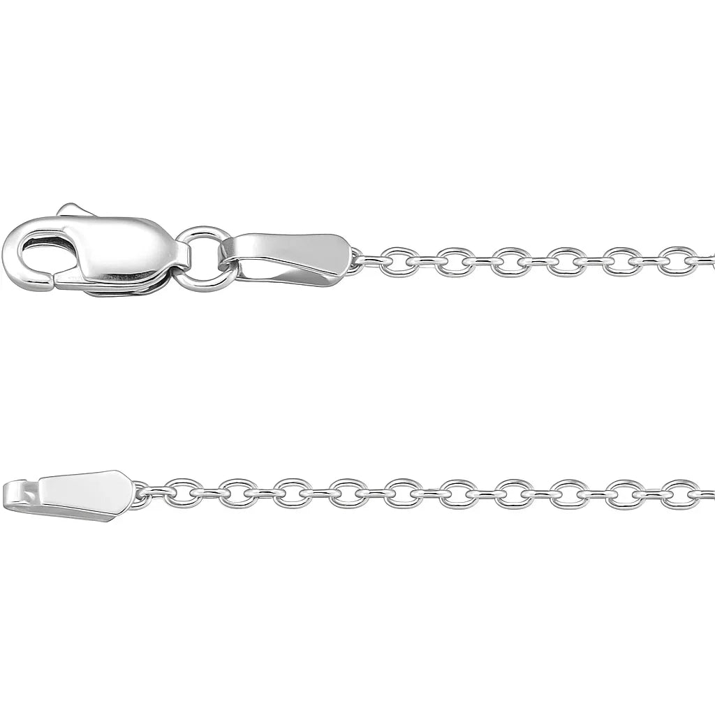 White Gold Cable Linked diamond cut Chain, 14k, 18Inches