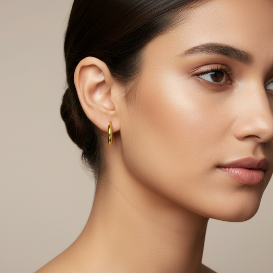 Yellow Gold Hoop Earrings, 14k ,0.4gr