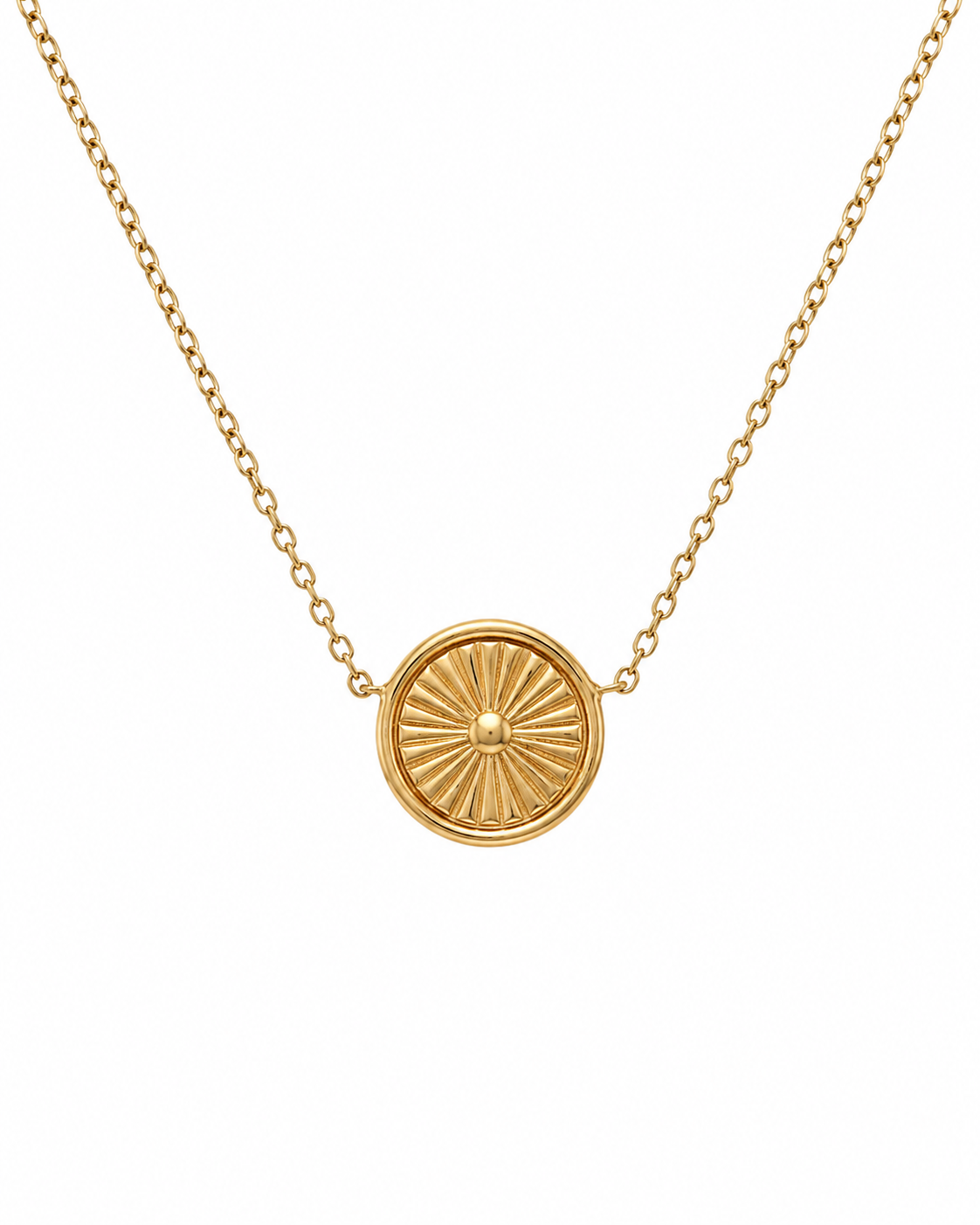 18K Yellow Gold Reversible Evil Eye & Flower Pendant Necklace 15"