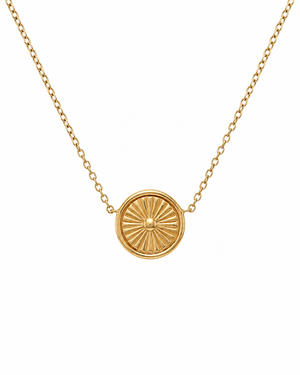 18K Yellow Gold Reversible Evil Eye & Flower Pendant Necklace 15"