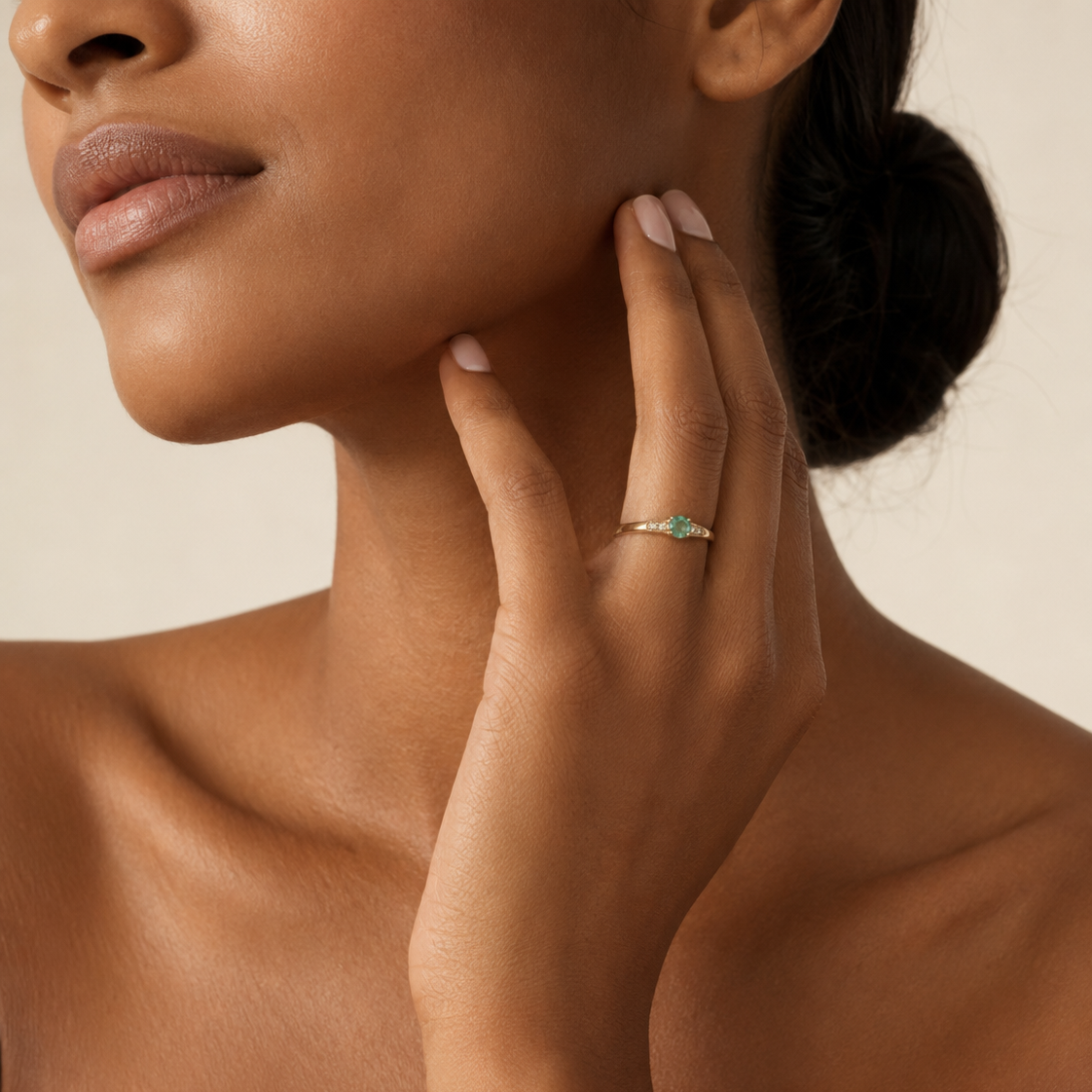 14K Yellow Gold Emerald with Diamond Accents