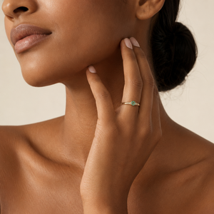 14K Yellow Gold Emerald with Diamond Accents