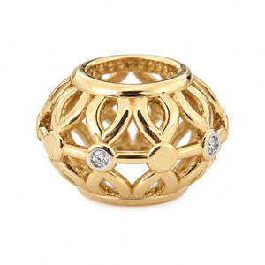 10K Yellow Gold Openwork Floral Diamond Bead Charm