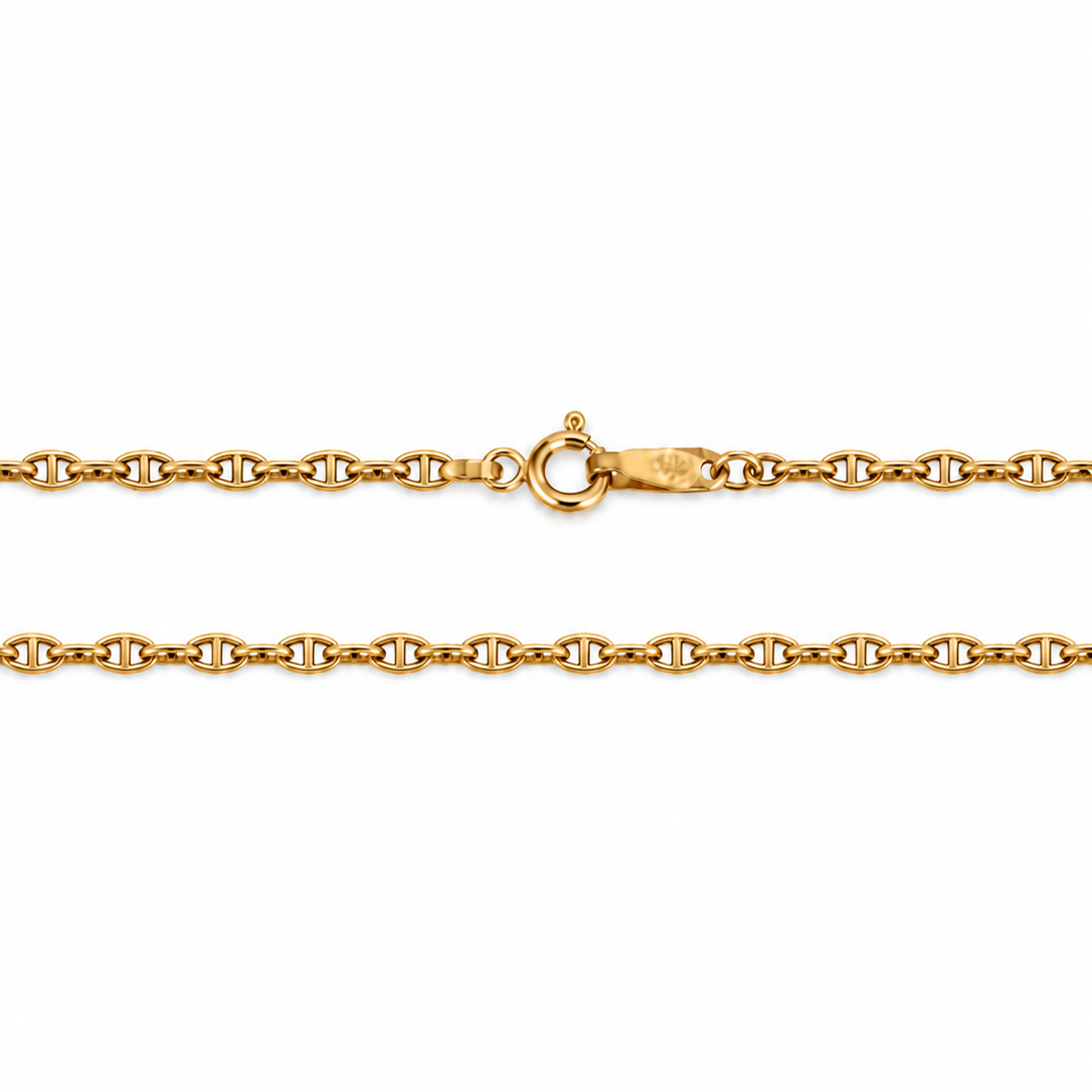 18K Yellow Gold Anchor Chain Necklace