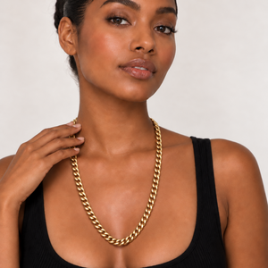 18K Yellow Gold Cuban Link Chain Necklace