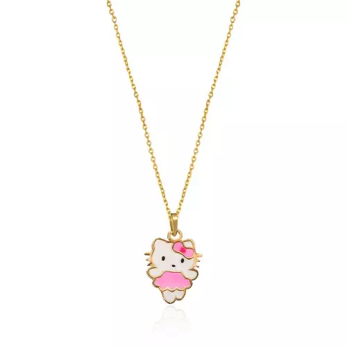 Yellow Gold Hello Kitty pendent, colorful Enamel, 18k, 0.86 gr, Chain is not Included.