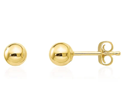 Yellow Gold stud Bead Earring, 18k, 2mm, 0.78gr