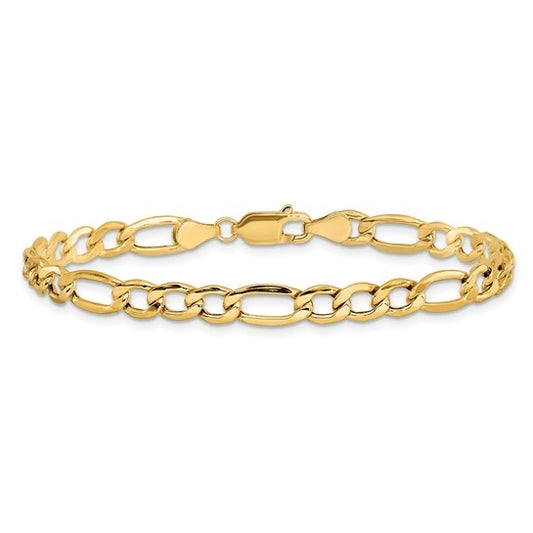 14K Yellow Gold Figaro Style Bracelet 7"