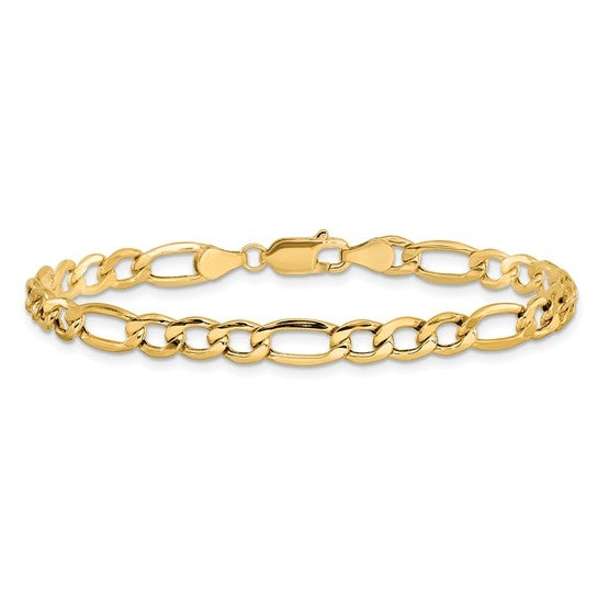 14K Yellow Gold Figaro Style Bracelet 7"