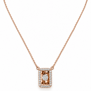 10K Rose Gold Double-Sided CZ Box Pendant Necklace