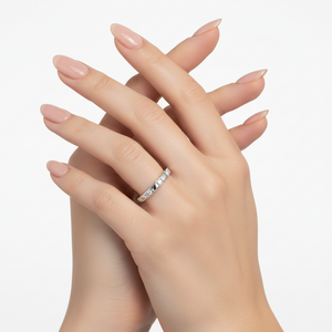 925 Sterling Silver Full Bezel Lab-Grown Diamonds Eternity Ring