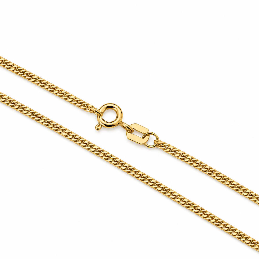 18K Yellow Gold Flat Curb Chain Necklace