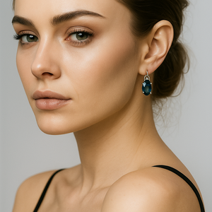 10K White Gold London Blue Topaz and CZ Earrings. T: 4.54ct