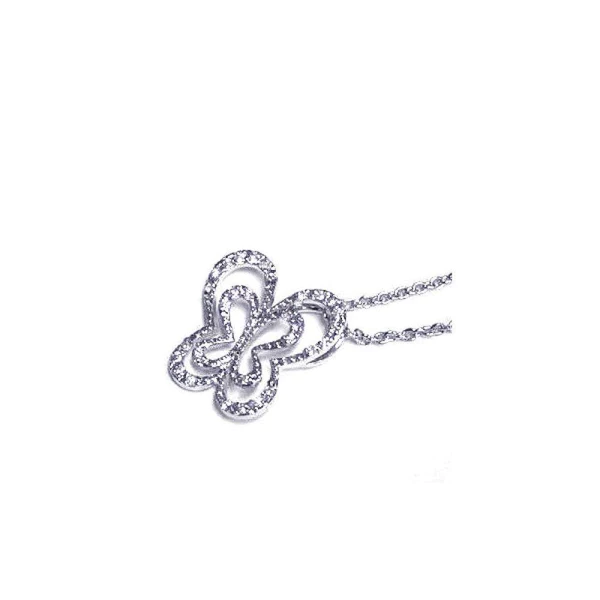 Silver Rhodium-Plated Cutout Butterfly Necklace