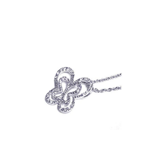 Silver Rhodium Plated Cutout Butterfly Necklace