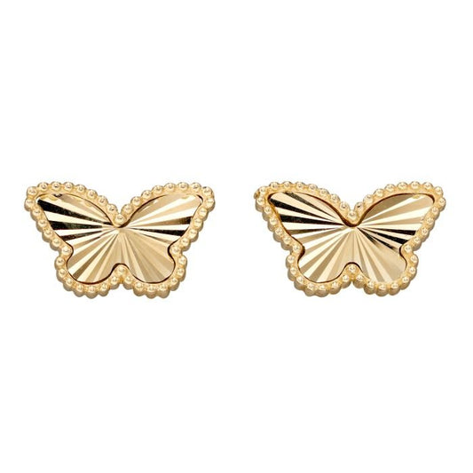 Yellow Gold Small Butterfly Earrings, 18k, 1.23gr