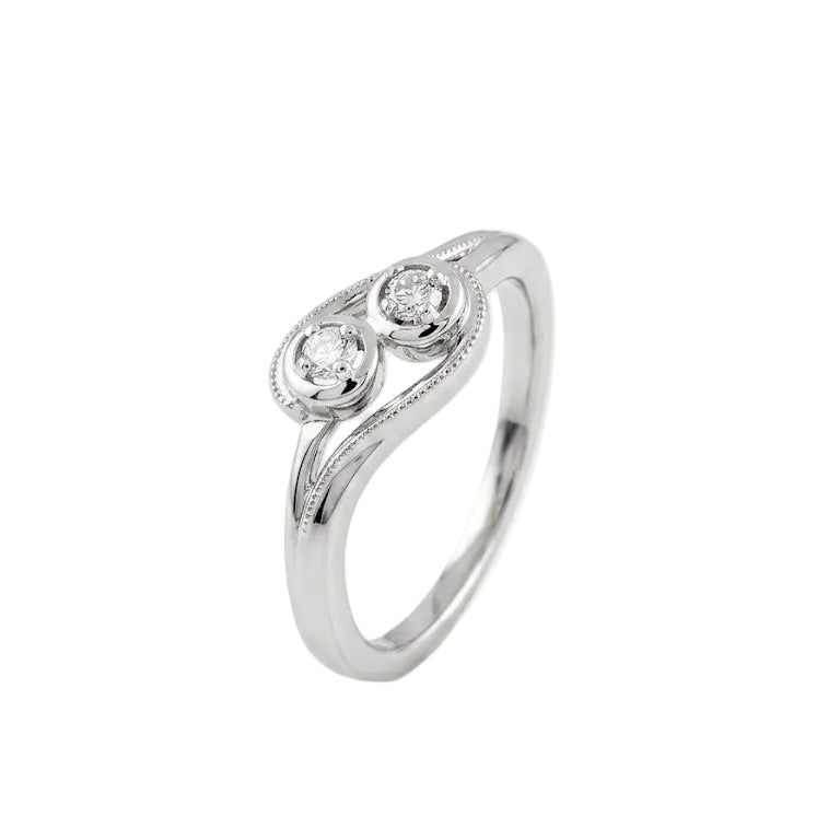 925 Sterling Silver Lab-Grown Diamond Two Stones Bypass Ring
