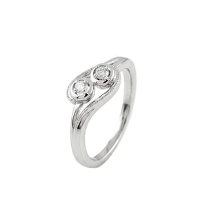 925 Sterling Silver Lab-Grown Diamond Two Stones Bypass Ring