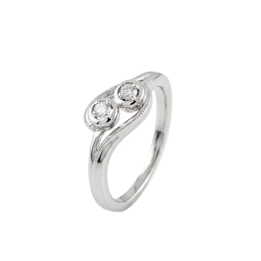 925 Sterling Silver Lab-Grown Diamond Two Stones Bypass Ring