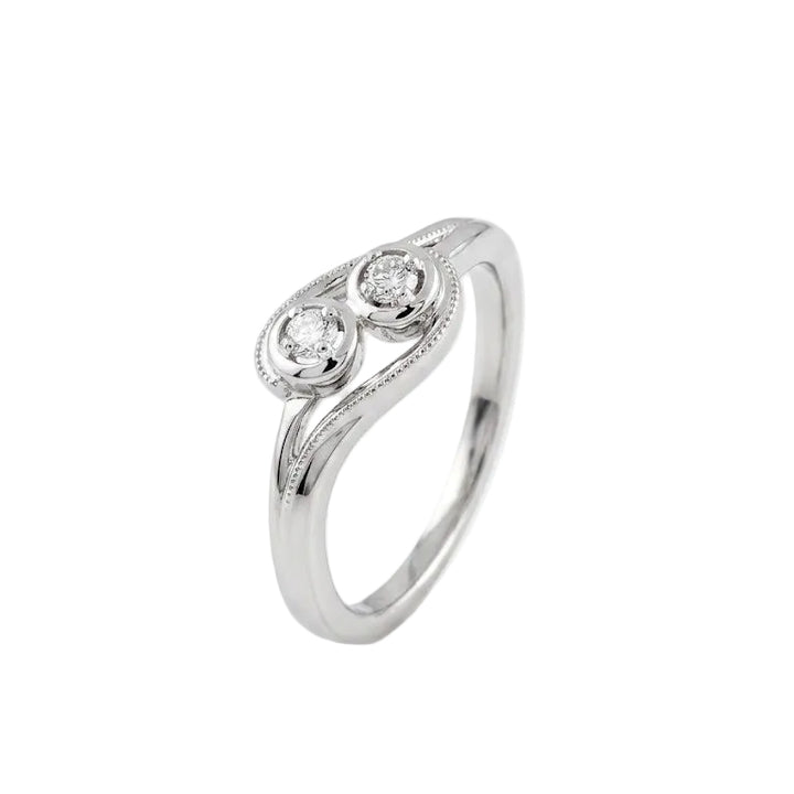 925 Sterling Silver Lab-Grown Diamond Two Stones Bypass Ring