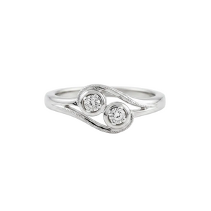 925 Sterling Silver Lab-Grown Diamond Two Stones Bypass Ring