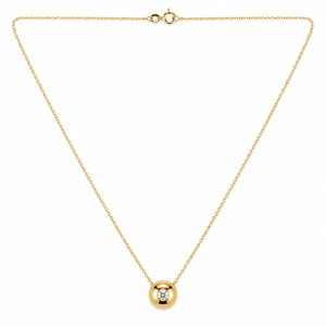 18K Yellow Gold Diamond Solitaire Disc Pendant Necklace