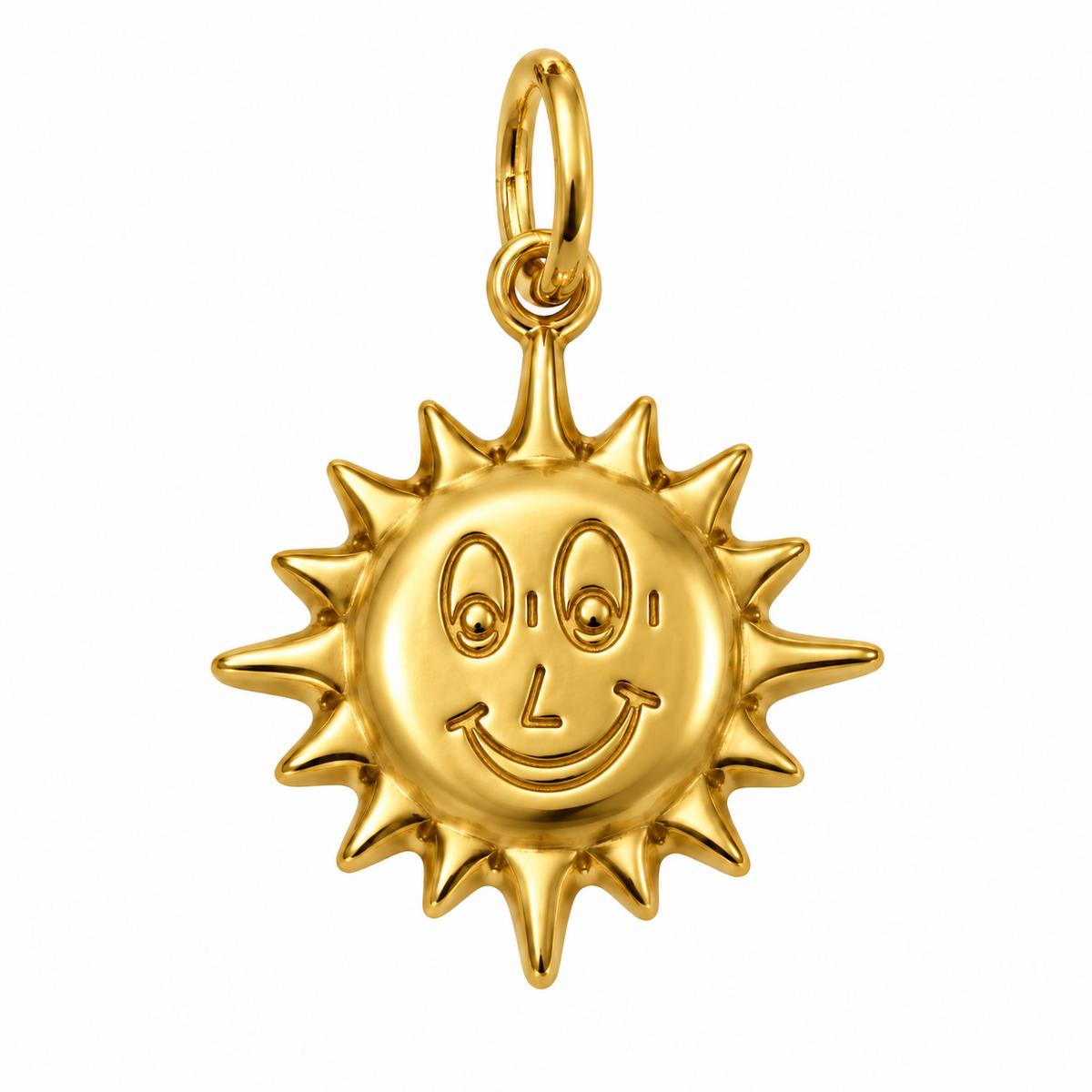 18K Yellow Gold Smiling Sun Pendant