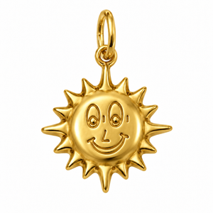 18K Yellow Gold Smiling Sun Pendant