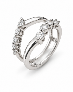 14K White Gold Graduated Diamond Contour Ring Jacket