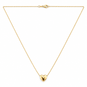14K Yellow Gold Sliding Puffy Heart Necklace