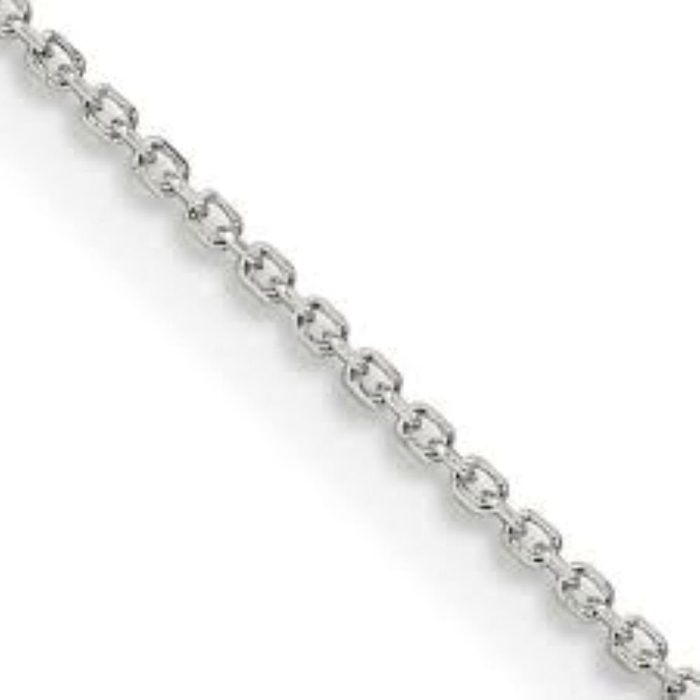 White Gold Cable Linked diamond cut Chain, 14k, 18Inches