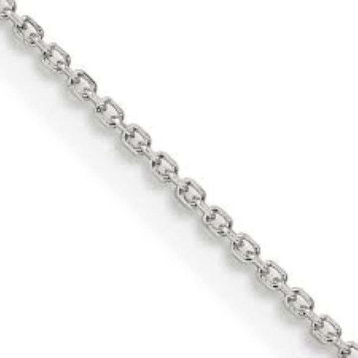 14K White Gold Cable Linked diamond cut Chain 18"