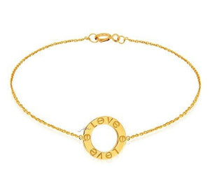 Yellow Gold Chain Bracelet with one Ring engraving with LOVE ,18k, 2.78gr