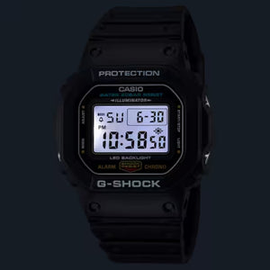 Casio G-Shock Black Resin Digital Watch 42.8mm 200m DW-5600UE-1 LED backlight on