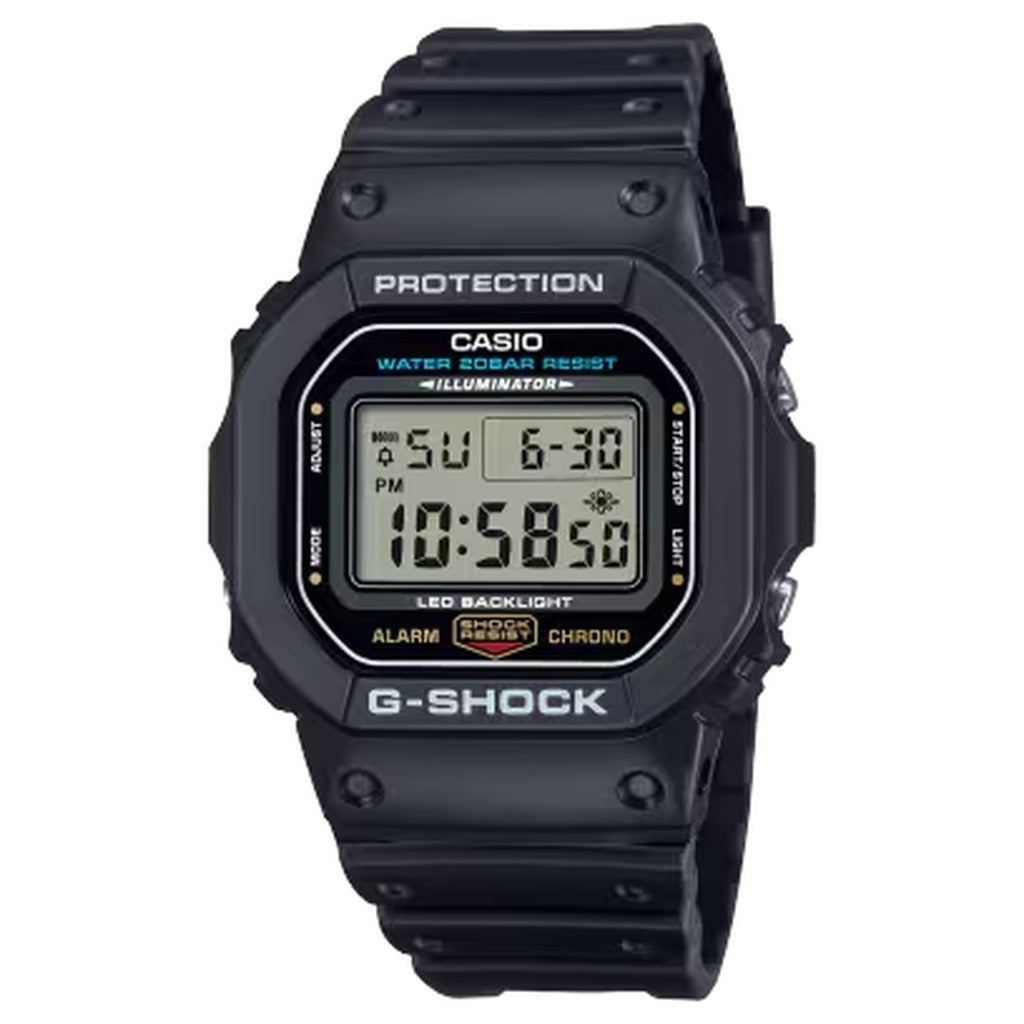 Casio G-Shock Black Resin Digital Watch 42.8mm 200m DW-5600UE-1 front view