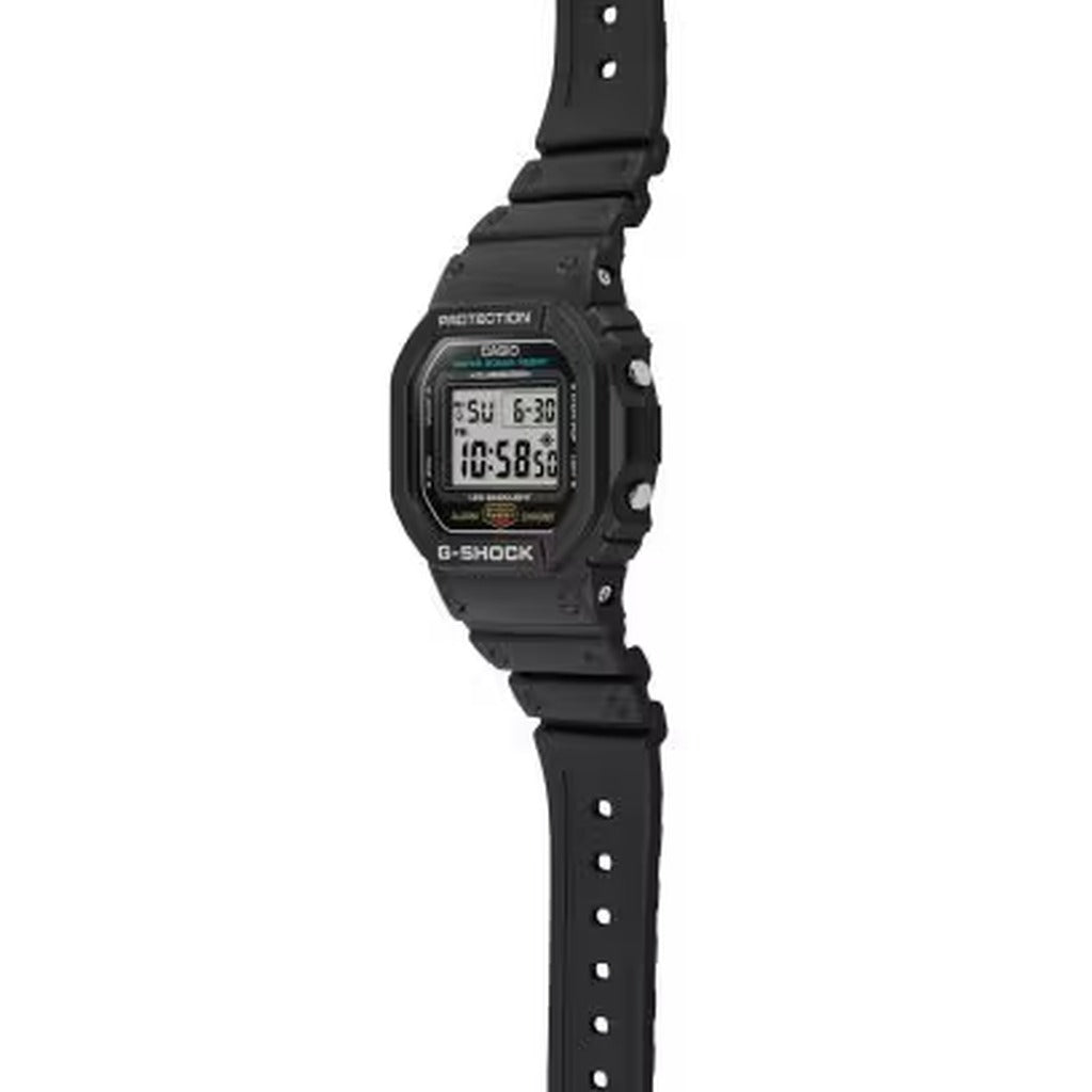 Casio G-Shock Black Resin Digital Watch 42.8mm 200m DW-5600UE-1 side profile