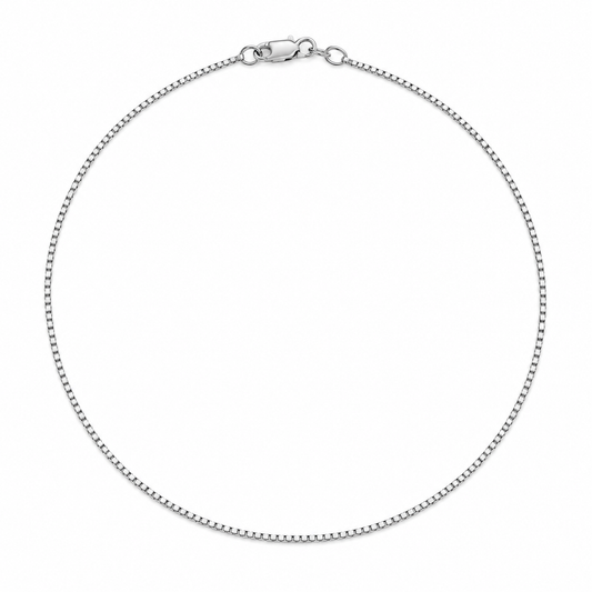 10K White Gold Box Chain Anklet