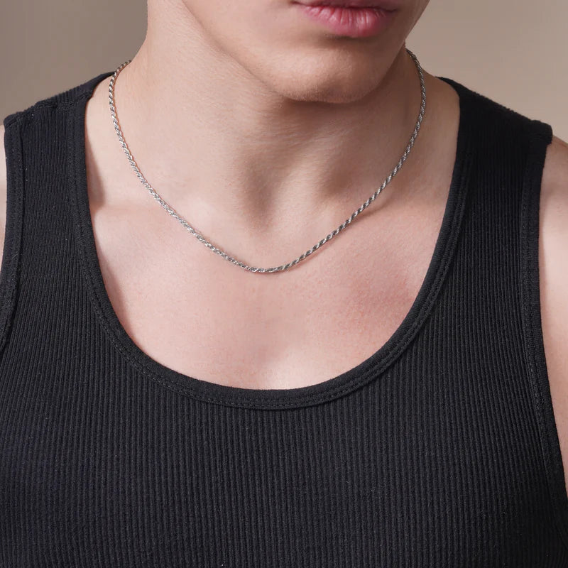 Rhodium Plated 925 Sterling Silver Rope 050 Chain 2.5mm